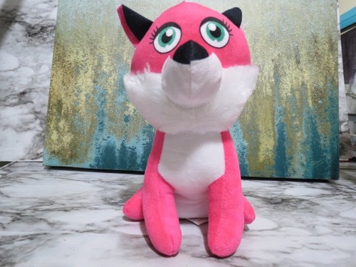 Pink and white plush fox - pink,