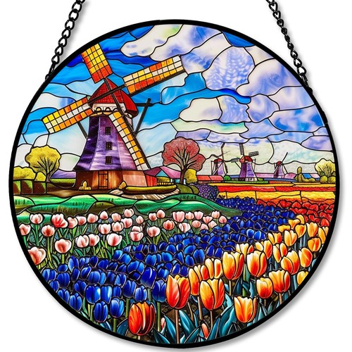 Stained glass windmill and - stained,