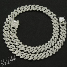 Iced Miami Cuban Link Chain CZ Real Solid 925 Silver Necklace Mens Hip Hop Chain