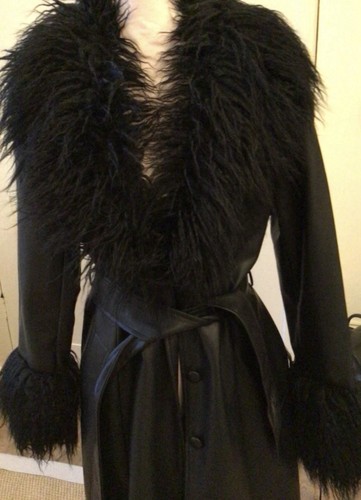 Black faux leather afghan - black,