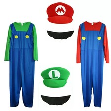 Kids Super Mario and Luigi Fancy Dress Plumber Bros Halloween Children's Costume