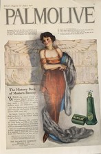 1918 Palmolive Soap Full  Color Ad. Beautiful Women 12 X 14 Ad.