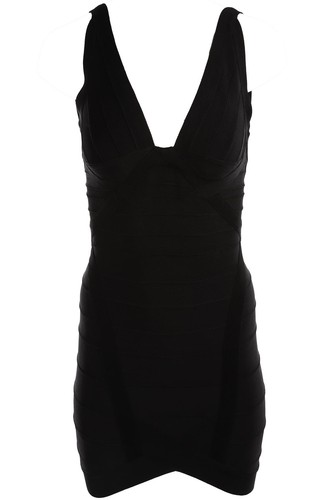 Herve leger black woven mini - black,