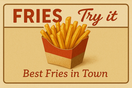 French fries tin sign metal - sign,