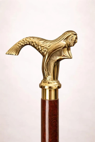 Vintage brass mermaid handle - brass,