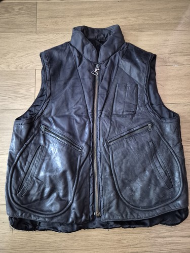 Black padded leather waistcoat - black,
