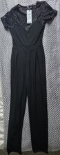Black Ladies Jumpsuit With Lace Styled Topping Size 6 Petite BNWT