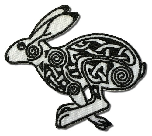 Embroidered celtic hare sew - embroidered,
