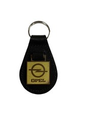 BLACK  LEATHER KEYRING/ FOB DEPICTING OPEL VINTAGE,LOGO METAL IMAGE