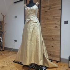 Vintage 1980s Ellis Gold SILK Princess Ballgown Wedding Dress Fits 12-14 BW15