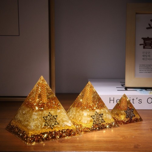 Citrine orgonite pyramid - orgonite,