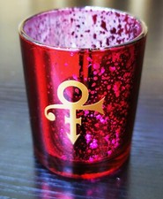 PRINCE Red Splatter CANDLE HOLDER Silver + Red w/ GOLD SYMBOL NPG STORE London
