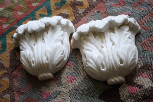 19th pair carved marble - 19th, c