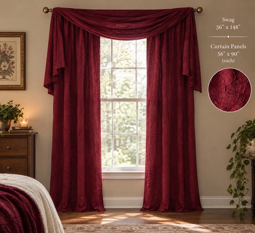 Curtains burgundy red crinkle - curtains,