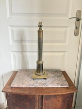 Antique Large Foot Candle Holder Empire Column Golden Brass 46Cm