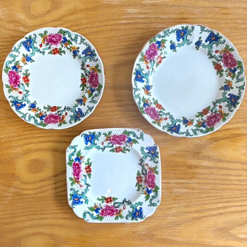 Vintage floral tea plates - floral,