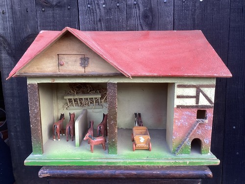 Antique toy horse stable - horse,