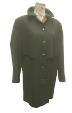 Womens Coat 18 Green 46 Wool L Knee Avoca Military Winter Button Tartan Designer