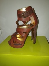 Ted Baker Strappy Platform Shoes Size 5 EU 38 Brown Leather Women's