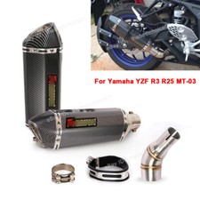 For Yamaha YZF R3 R25 MT03 Motorcycle Mid Link Pipe Exhaust Tips Muffler Slip On