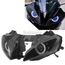 White Angel Blue Devil Eyes Headlight Assembly Projector For Yamaha YZF R6 08-15