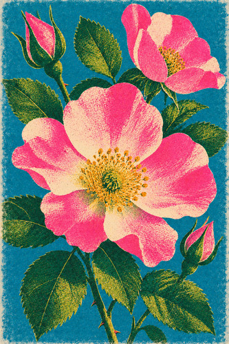 Wild rose risograph - 48.,