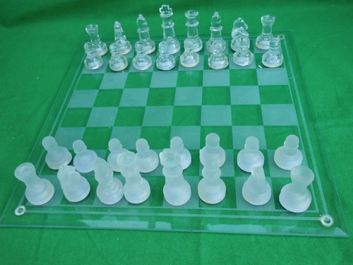 Glass chess set clear - glass,