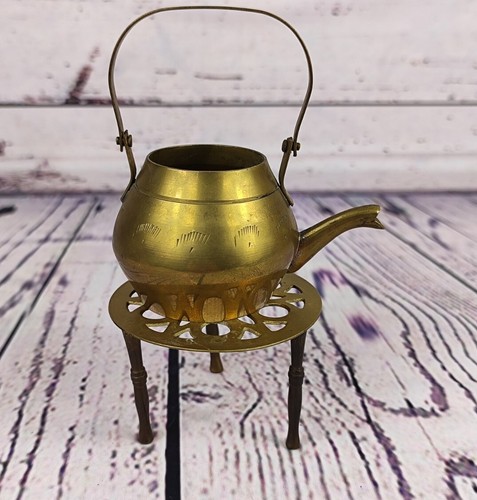 Vintage brass teapot - vintage,