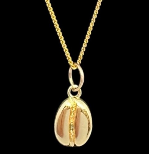 Gold coffee bean pendant - pendant,