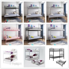New Single Triple Bunk Beds Metal Frame High Sleeper Children Kids Beds UK