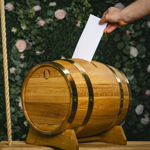 Oak wedding barrel post - wedding, box