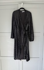Never Fully Dressed Black Sequin Vienna Wrap Dress. Size 8, RRP £169