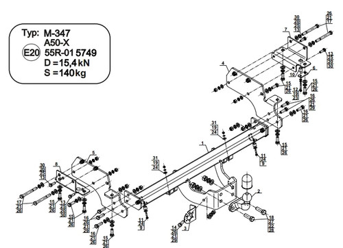 Flange neck tow bar - flange,
