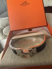 Hermes Click-Clack H GM Bracelet Silver Black Metal Women's HERMES