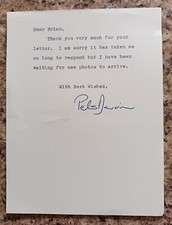 Peter Davison "Dr Who" Personally Signed Letter AFTAL COA