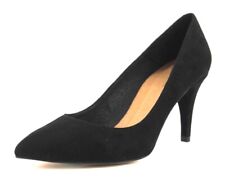 New Look Ladies UK 5 EU 38 Black Real Suede 3" Heel Pointed Toe New Court Shoes 