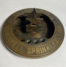 HTF VINTAGE BRONZE MCDOWELL FIRE SPRINKLER HEAD ADVERTISING ASHTRAY NYC STAR TOP