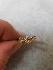9ct Solid Gold Diamond Wishbone Ring - Size L 2.52g 