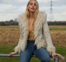 Urban Outfitters Afghan Coat Britney Y2K Penny Lane Mongolian Fur Jacket LARGE