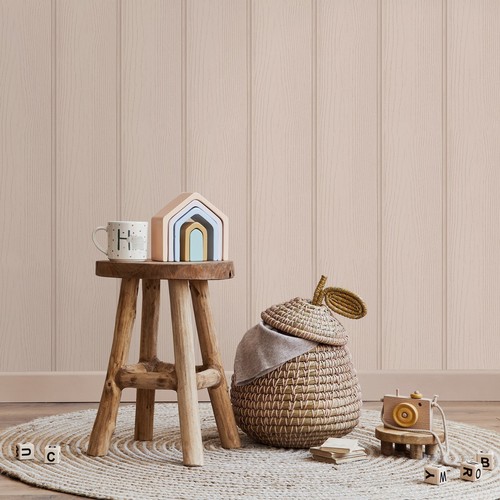 Pink wallpaper wooden panels - pink,