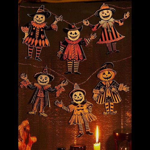 6pcs vintage halloween bunting - 6pcs,