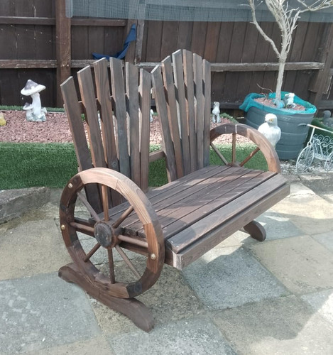 Rustic wooden bench outdoor - wooden,