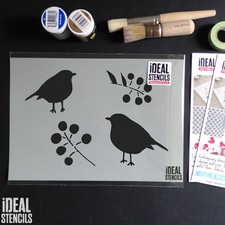 Christmas Stencils Robin Holly Berry Shop Display Window Decorations Art Craft