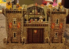 Wooden  Knights Castle with Playmobil figures and accessories 