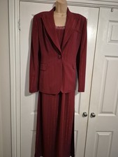 Dark Red / Wine Lined Dress & Jacket Size 14 By After Six By Ronald Joyce