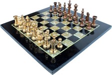 15" Black Marble Chess Set