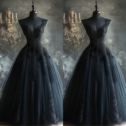 Gothic wedding dresses - wedding, black