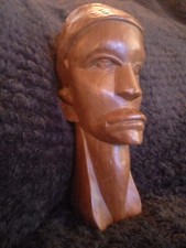 Stunning Hand carved Hardwood African Tribal female Head Sculpture solid quality