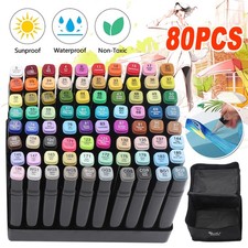 80x Marker Pens Set Copic Touch Dual Heads Art Graphic Sketching Graffiti UK