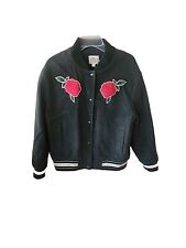 Vintage Lacoste L!VE Wool Varsity  Jacket Size 44 Plaid DARK GREEN&ROSES Womens 